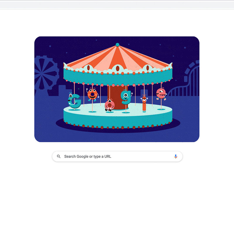 image of an illustrated carousel which has the word Google within it